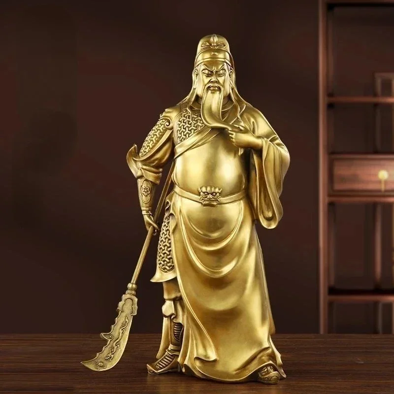 Estatua de Guan Gong de Bronce de 22 cm, Estatua del Dios de la Riqueza de Cobre, Estatua de Guan Yu de Bronce para la Sala de Estar del Hogar, Esculturas