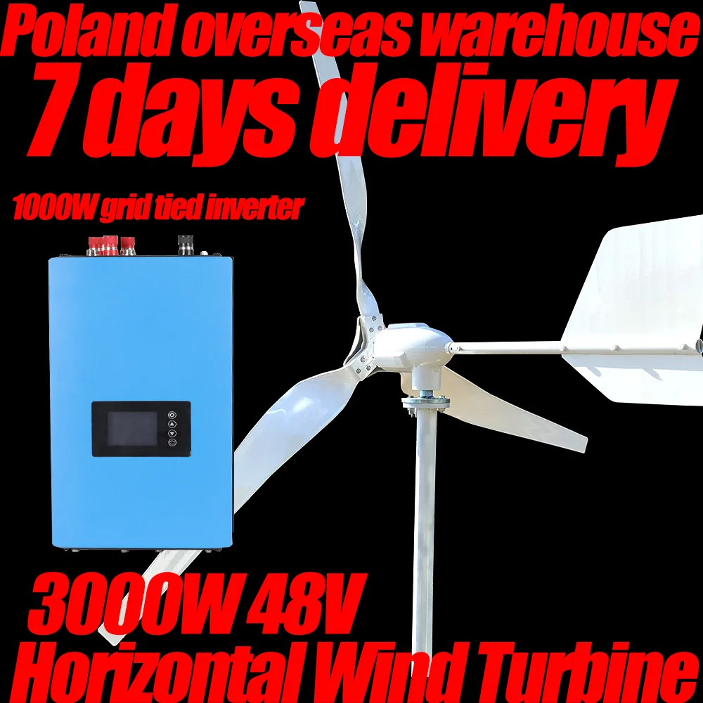 

Poland warehouse, 7 days delivery Electricity Wind Turbine Generator 3000W 48V Free Energy Uninterrupted Power Supply