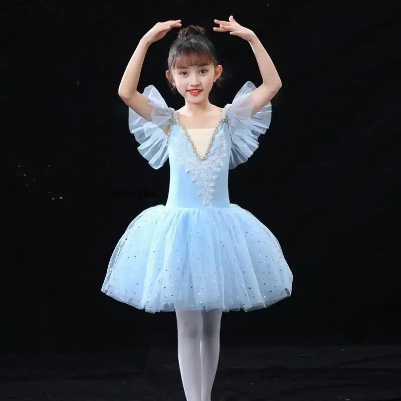 زي الباليه الاحترافي للأطفال ، فستان توتو راقصة الباليه الكلاسيكي للفتيات ، أداء رقص الأميرة ، الدانتيل