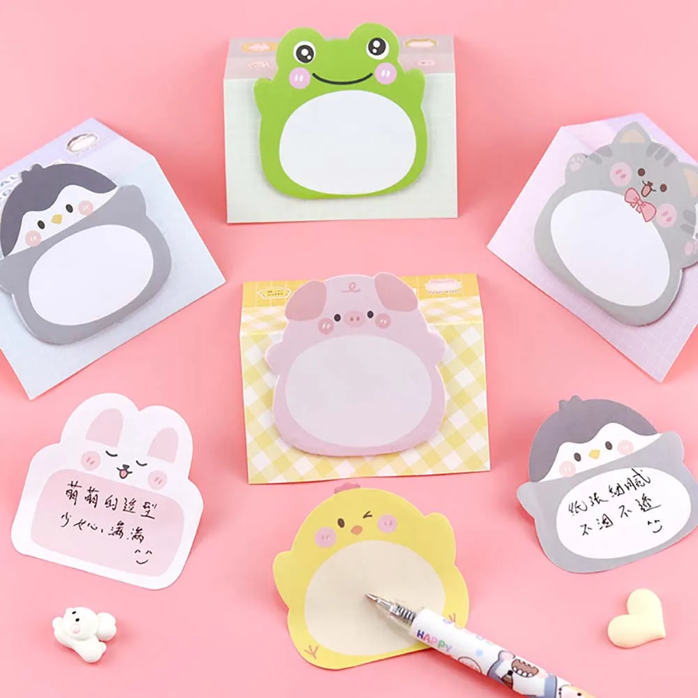 Kawaii Cartoon Dieren Plakbriefjes Zelfklevend Notitieblok Memo Pad Kantoorbenodigdheden Sticker