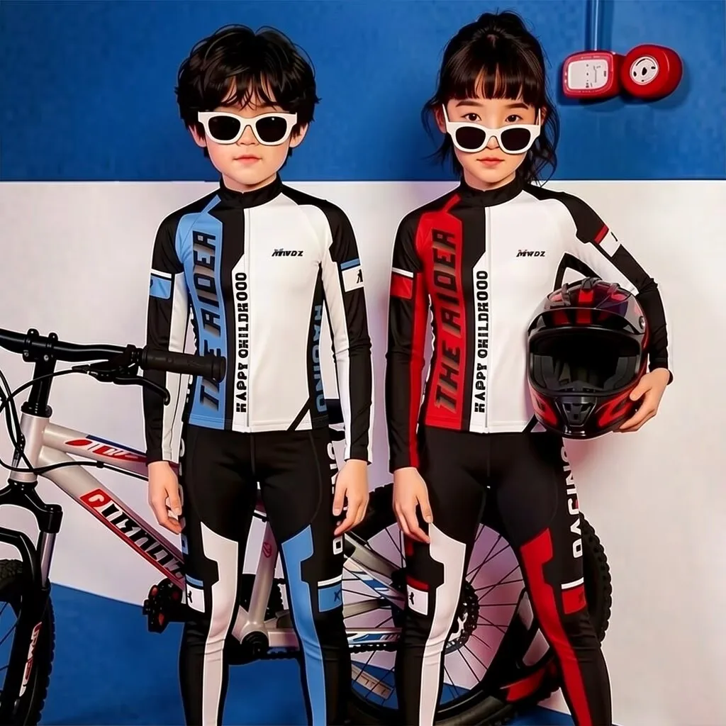children's-summer-cycling-outfit-short-sleeve-long-sleeve-set-roller-skating-performance-bicycle-mountain-bike-single-bike-cl