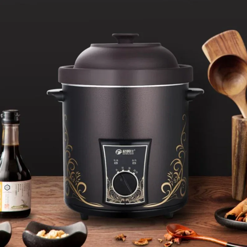 หม้อต้มซุปไฟฟ้า panci Tanah liat ม่วง220V สำหรับใช้ในครัวเรือน10L การค้าความจุเยอะ