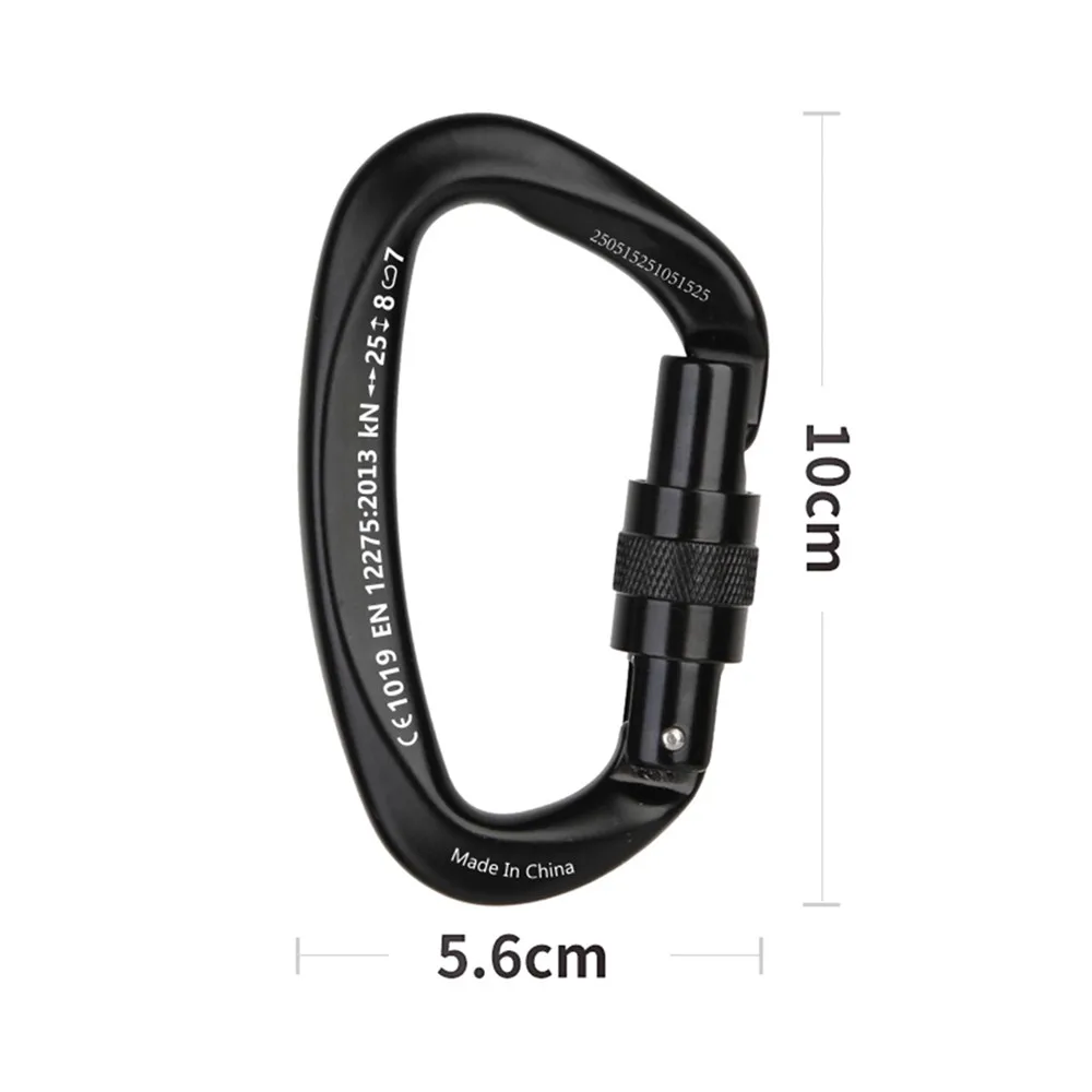 Xinda 25kN  D-Shape Carabiner Climbing Security Safety Buckle Screw Gates Master Lock Carabiner Outdoor Rock Climbing Equipment