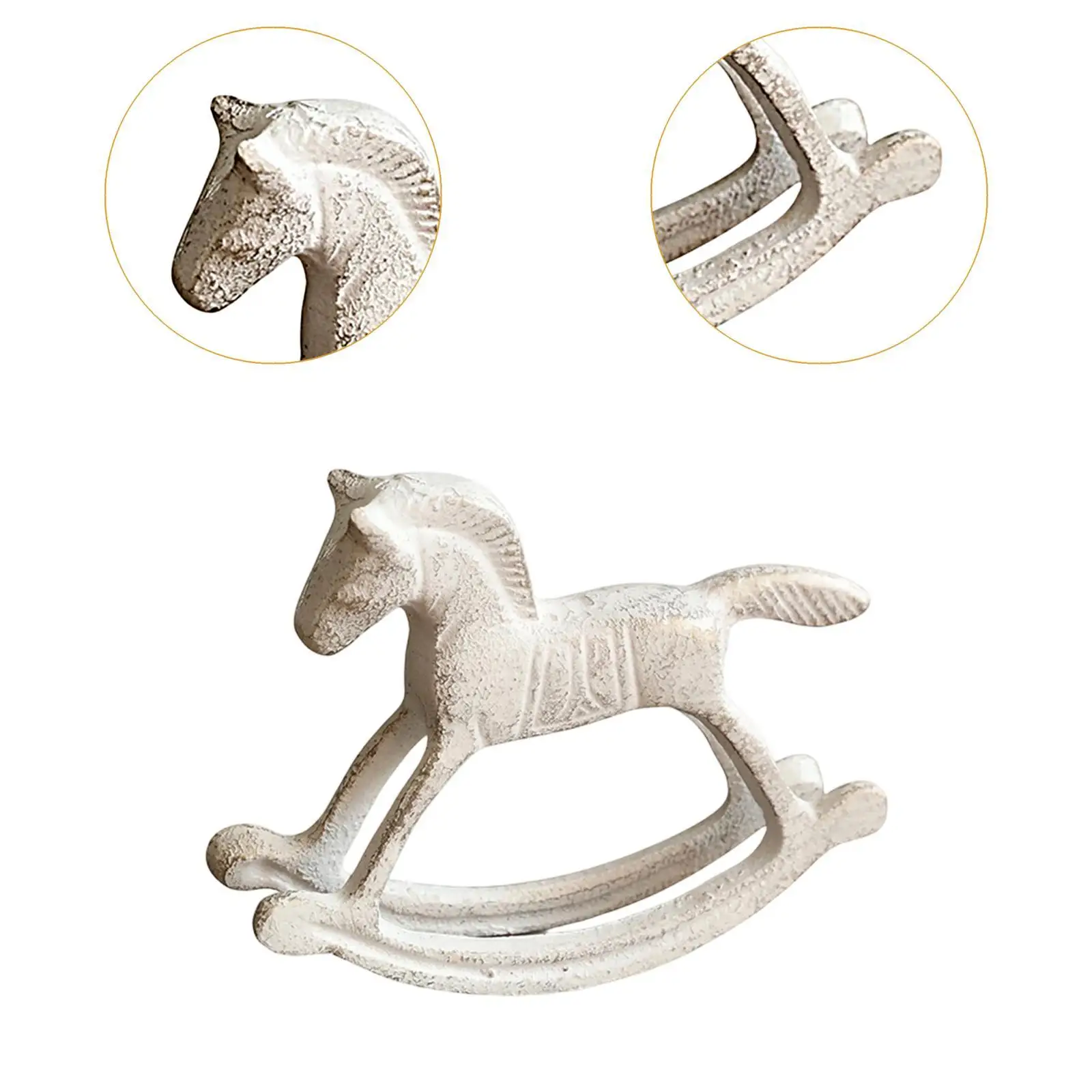 Metal Figurine Rocking Horse Statue Crafts Collectible for Home Decor Ornament Distressed for Hallway Office Desk Living Room