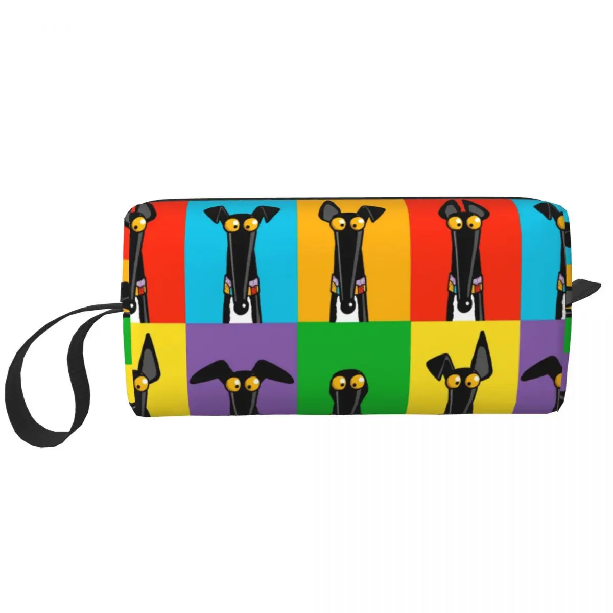

Greyhound Semaphore Makeup Bag Pouch Whippet Lurcher Dog Cosmetic Bag Toiletry Small Makeup Pouch Storage Purse Large Capacity