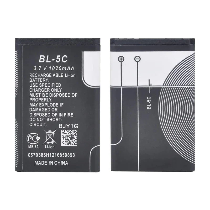 BL-5C Phone Battery For Nokia 1100 1110 1200 1208 1280 1600 2600 2700 3110 5130 6230 6230i n70 n91 Replacement Battery Charger