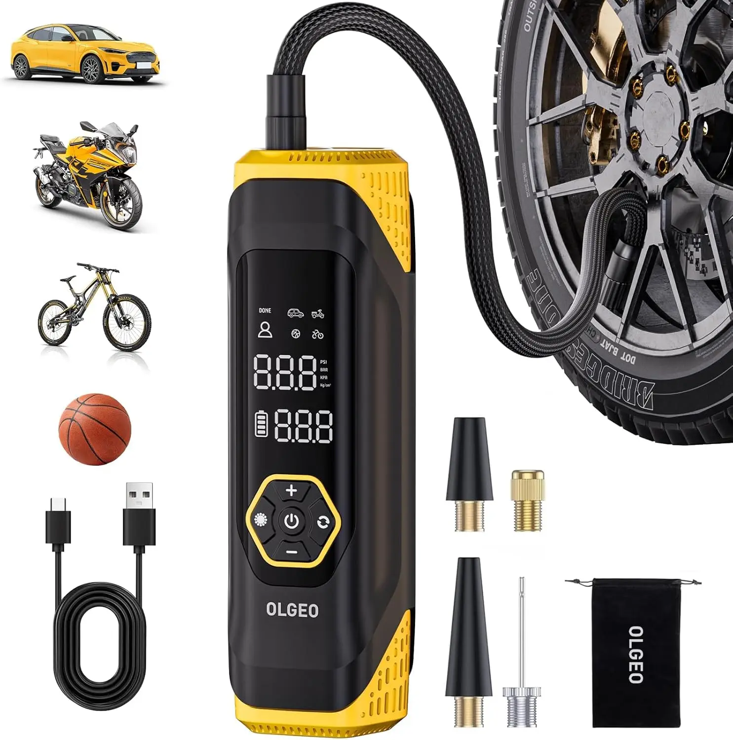 

Tire Inflator Portable Air Compressor, 180PSI Cordless 6X Faster Air Pump, Air Compressor with Pressure Gauge, One Click