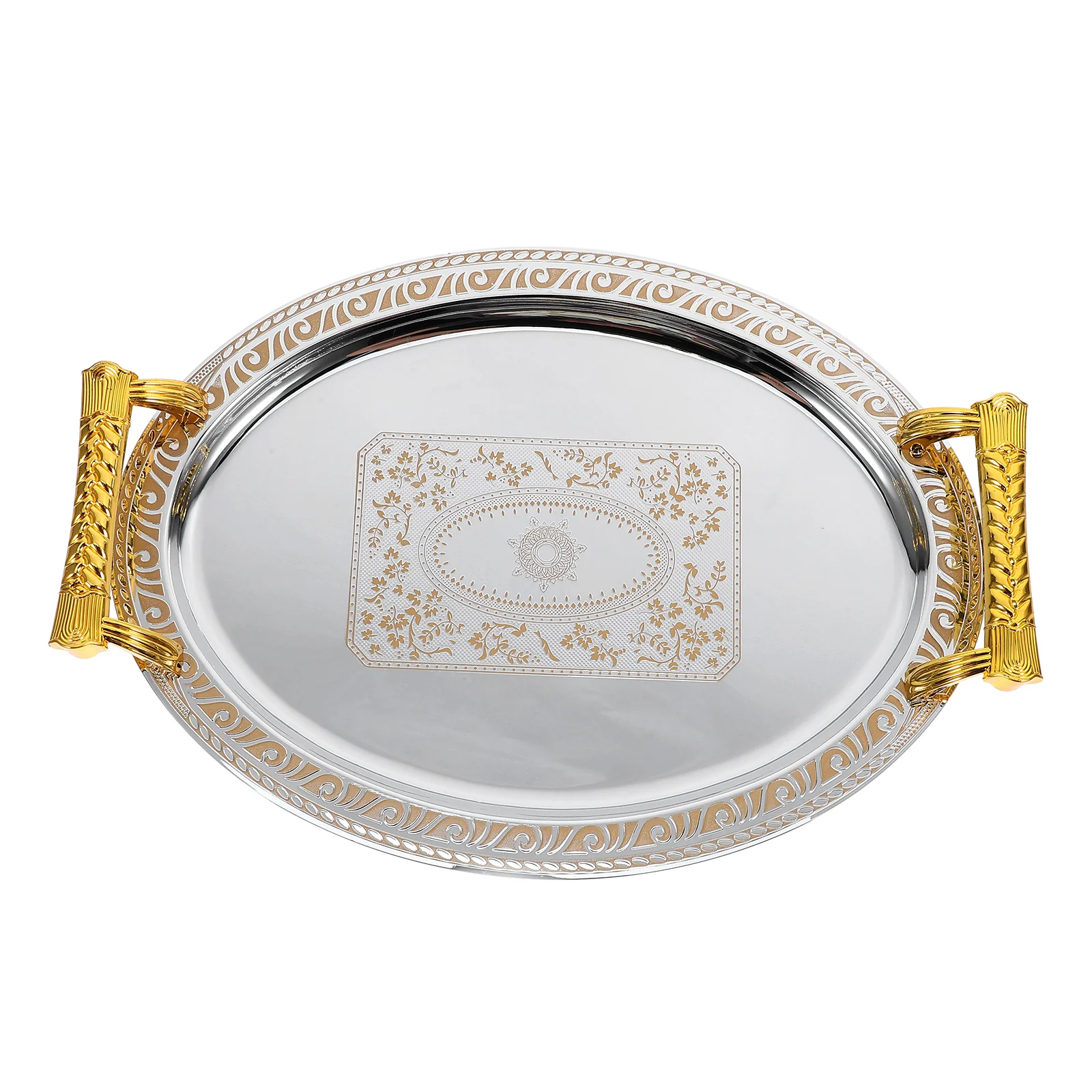 

Stainless Steel Tray Vintage Oval Food Serving Platter Large Snack Fruit Dried Metal Plates Decorative Home Storage