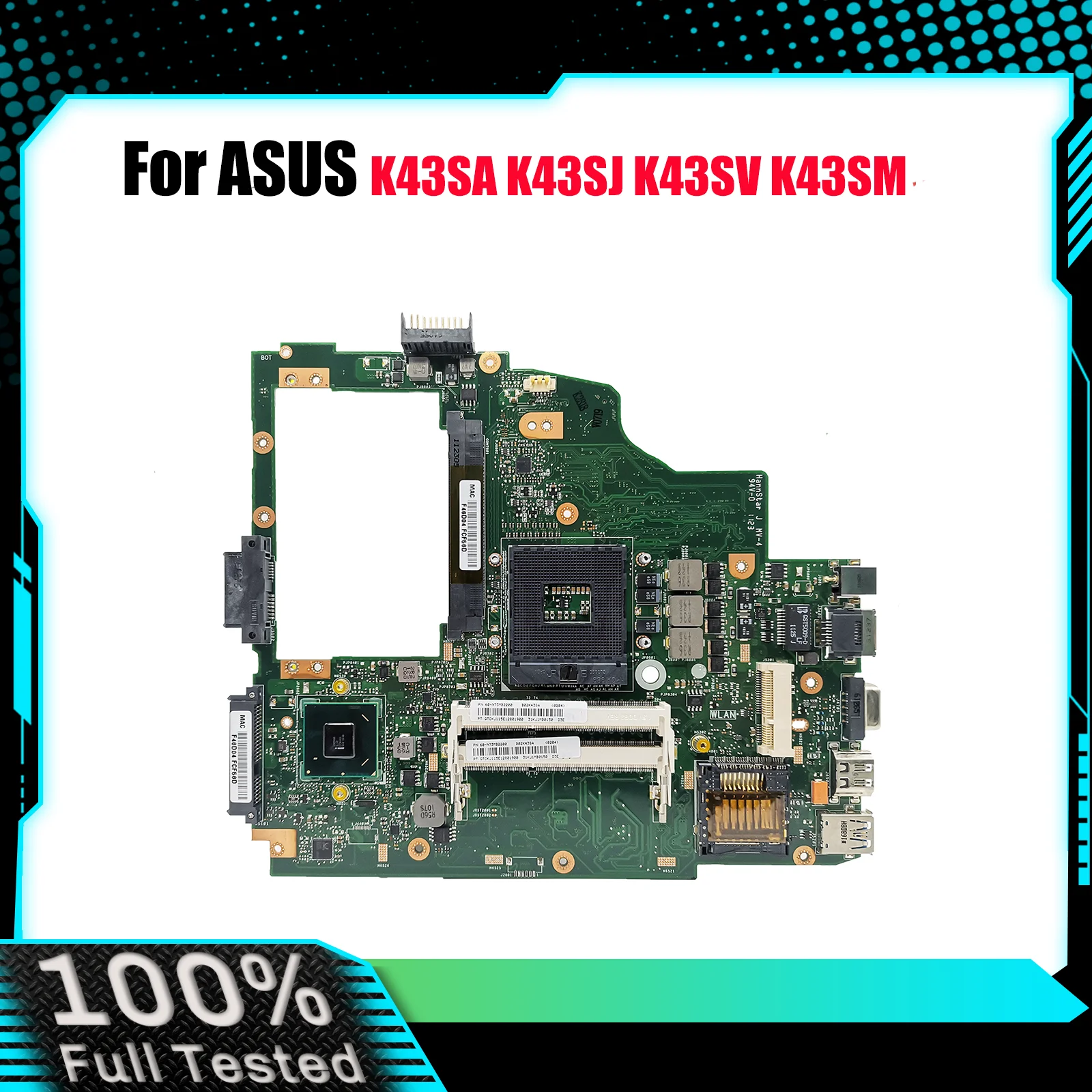 

Материнская плата K43SA для ноутбука ASUS K43SM K43SJ K43SD K43S A43S X43S K43SV, материнская плата для ноутбука в наличии, 100% тестирование, ОК, быстрая доставка