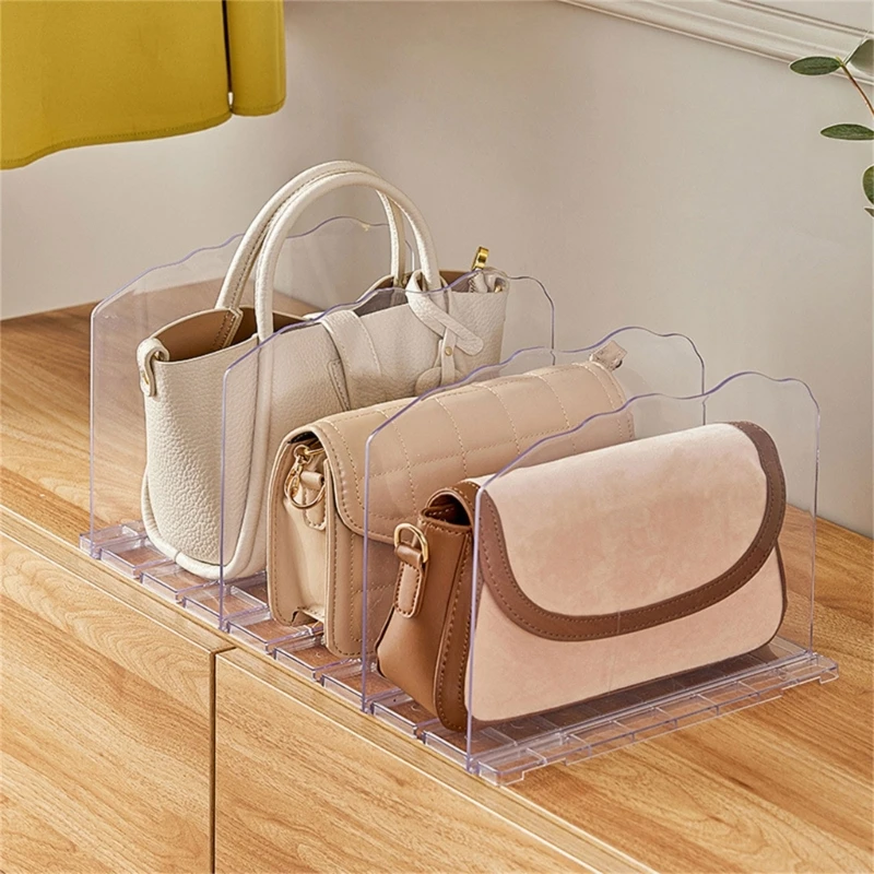 Acrylic Purse Organizer Handbag Display Rack Adjustable Clear Bag Storage Dividers Closet Organization Accessories