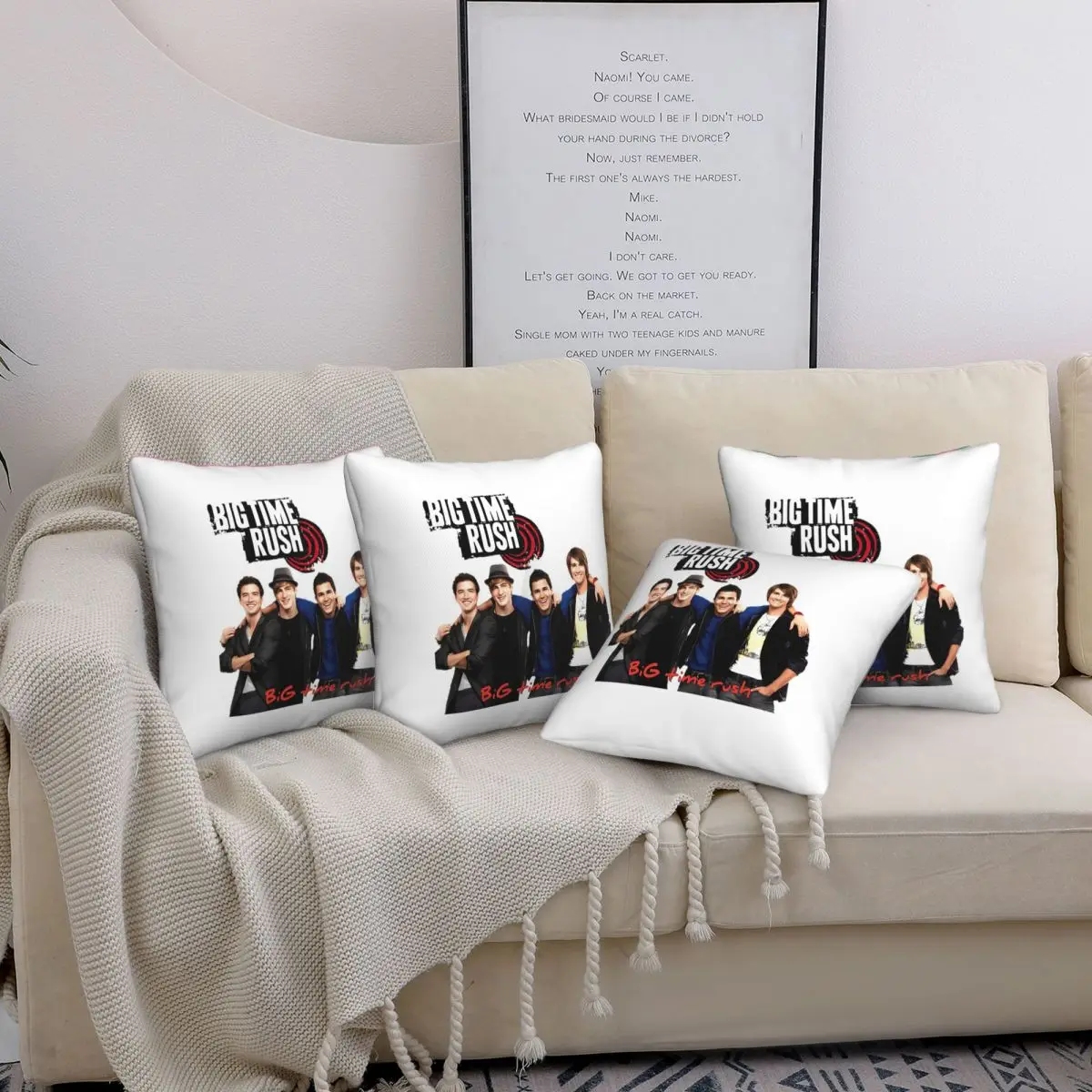 Big Time Rush Music Band Tour Logo 4 Uds funda de almohada cuadrada funda de cojín funda de almohada cómoda funda de almohada para el hogar Coche