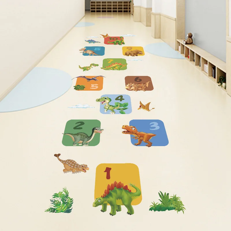 Baby children room dinosaur floor sticker self adhesive school classroom cartoon dino wall decal