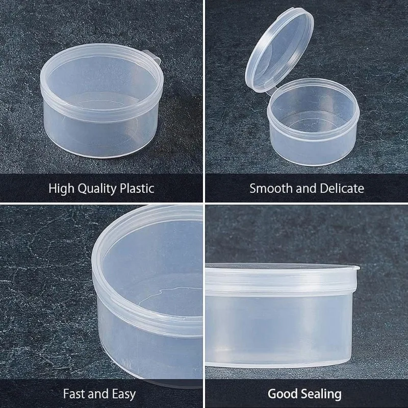 12 Pack Round Clear Plastic Bead Storage Containers Box Case with Flip-Up Lids for ItemsPillsHerbsTiny BeadJewerlry Findings