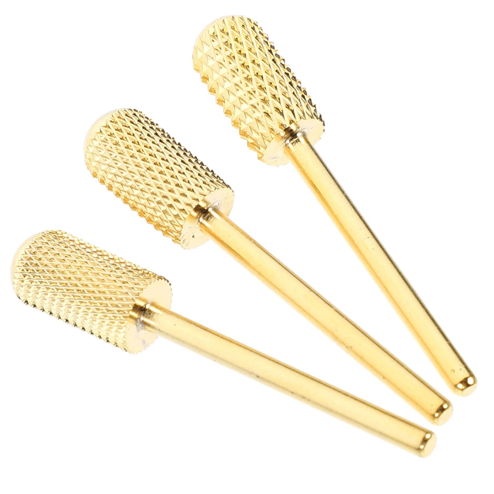 Accesorios para taladro de uñas, herramientas de acero de tungsteno dorado, brocas para uñas acrílicas y cutícula, 3 uds.