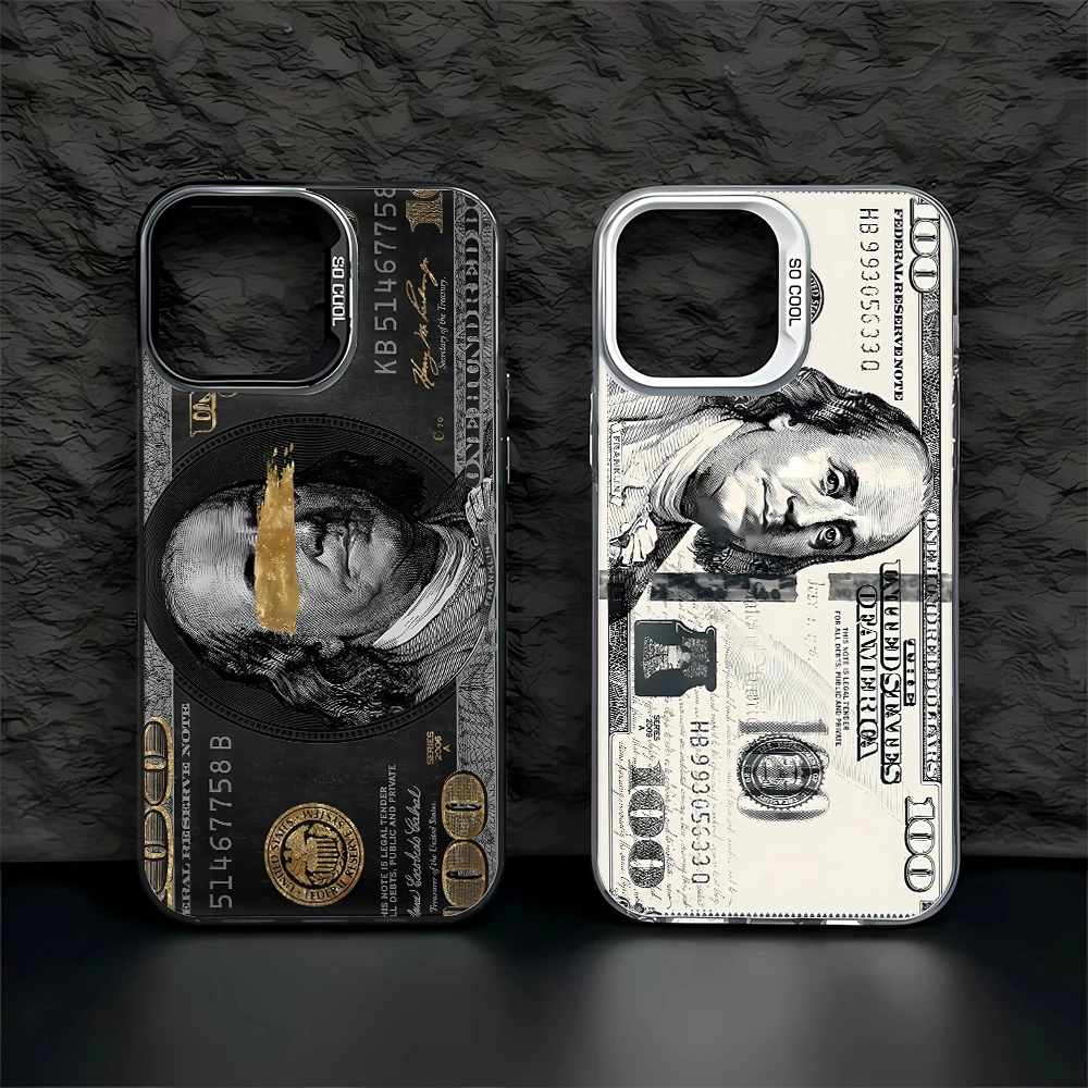 Cool 100 Dollar Bank Note Phone Case For IPhone 16 PRO 15 14 13 12 11 Promax Xr Xs 7 8 Plus SE Minimalism Shockproof Cover