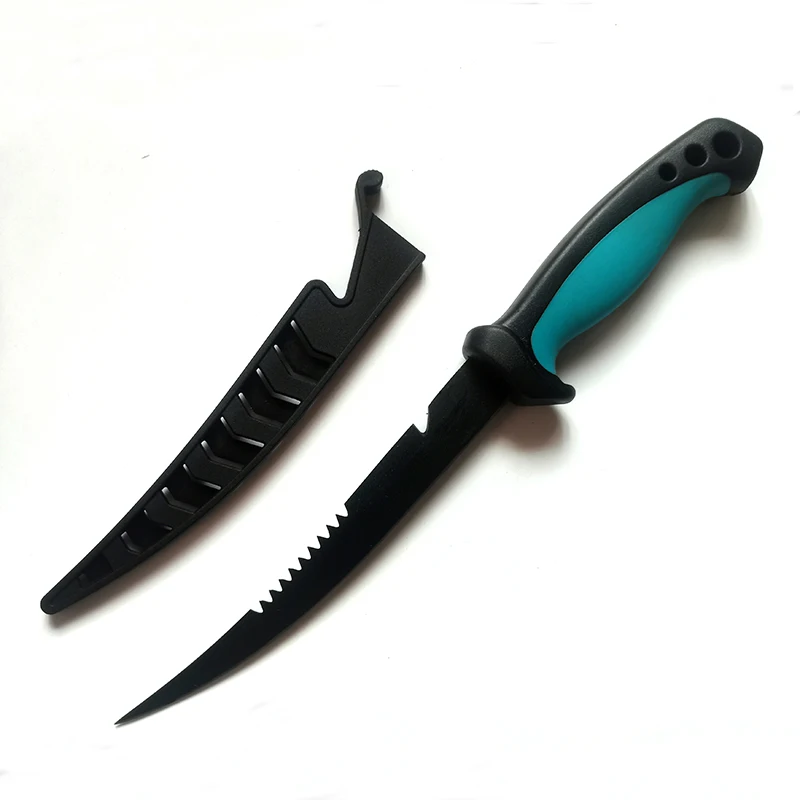 Multifunctional Stainless Steel Fishing Knife Rubber Hand Handle Scraping Fish Scales Fish Slicing Knife Cutting Fish Fillets