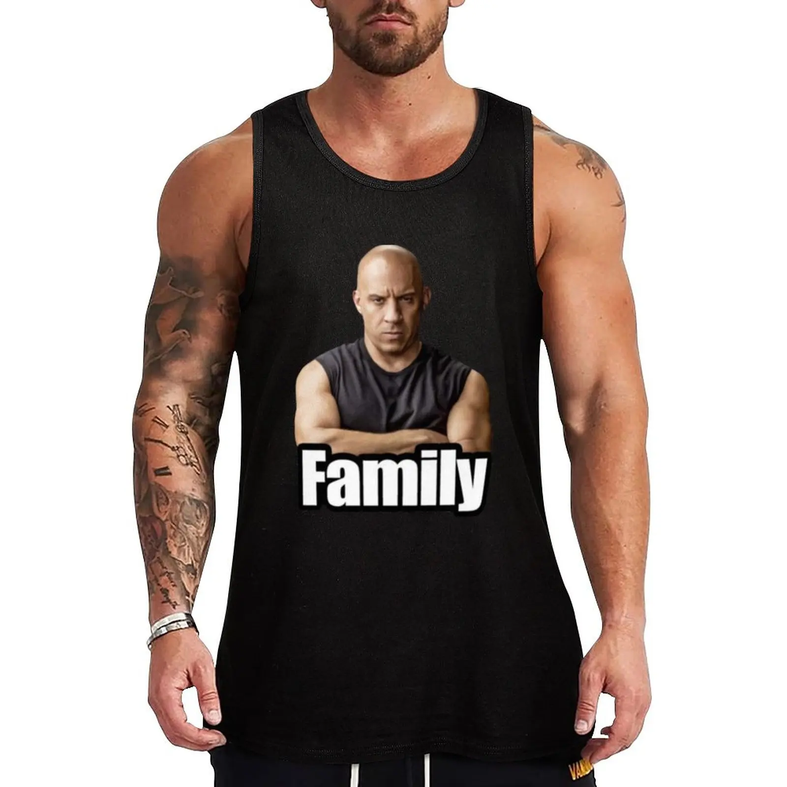 

Vin Diesel- FAMILY MEME Tank Top Dry Fit Athletic Tank Top Sleeveless Gym Workout Shirt
