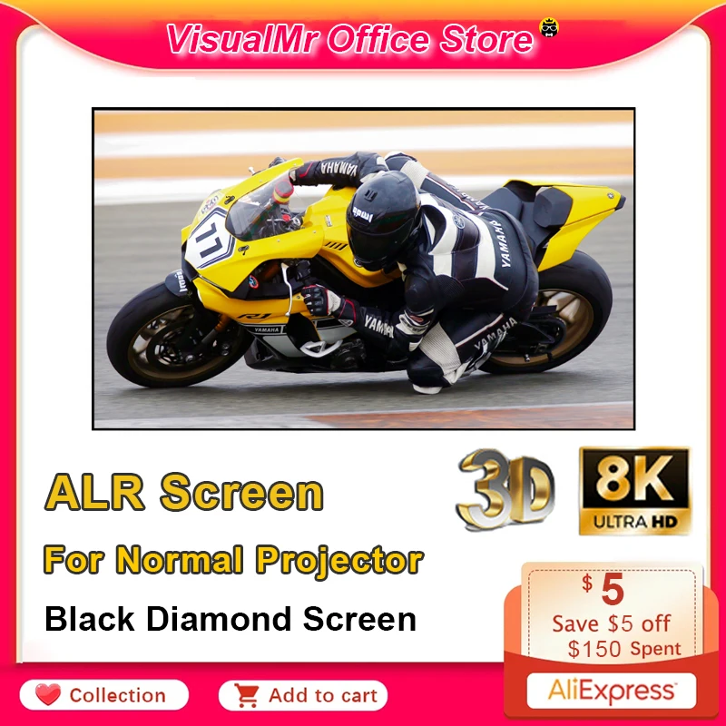 

VisualMr Black Diamond ALR Projector Screen Ambient Light Rejecting Fixed Frame 1CM Ultra Narrow Bezel CLR 4K 8K HD Projection