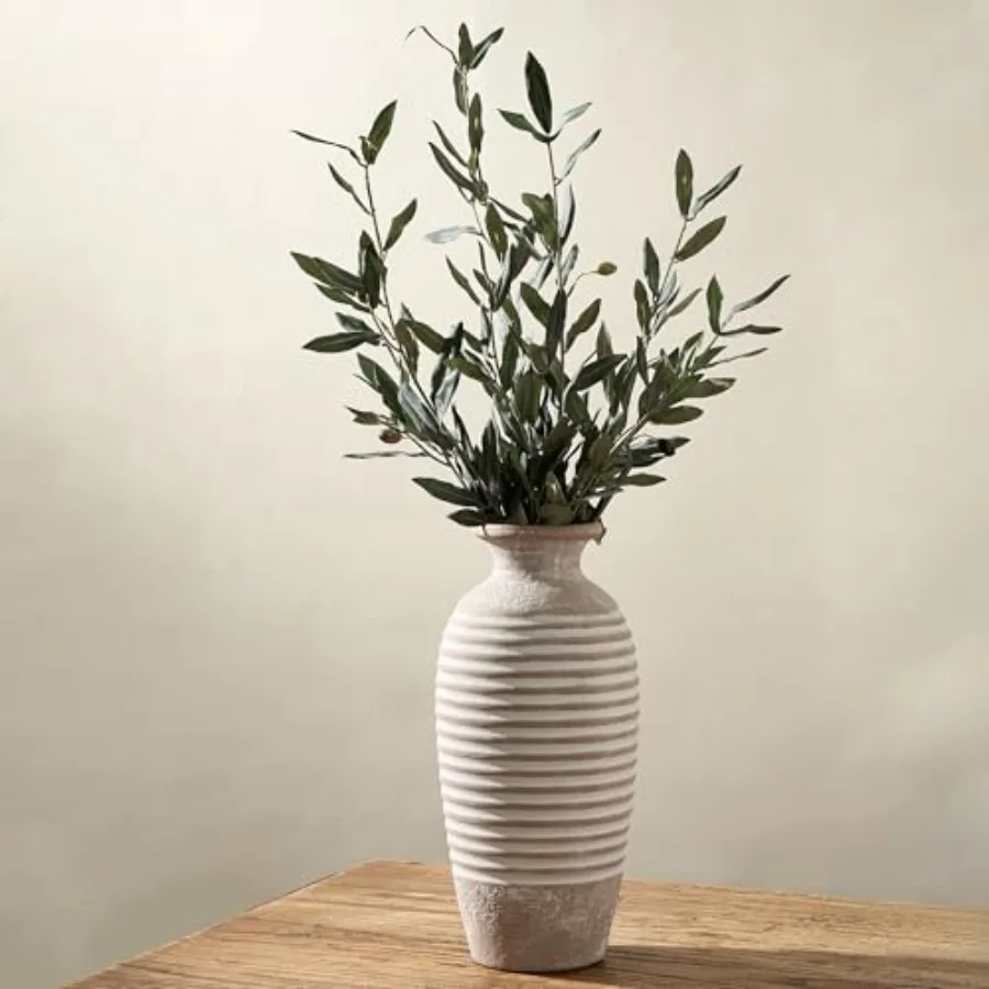 

Emotionally Grounded Vase, Large Ceramic Rustic Vase, 14.4 inch Minimalist Threaded Decorative Farmhouse Tall Vases for Home De