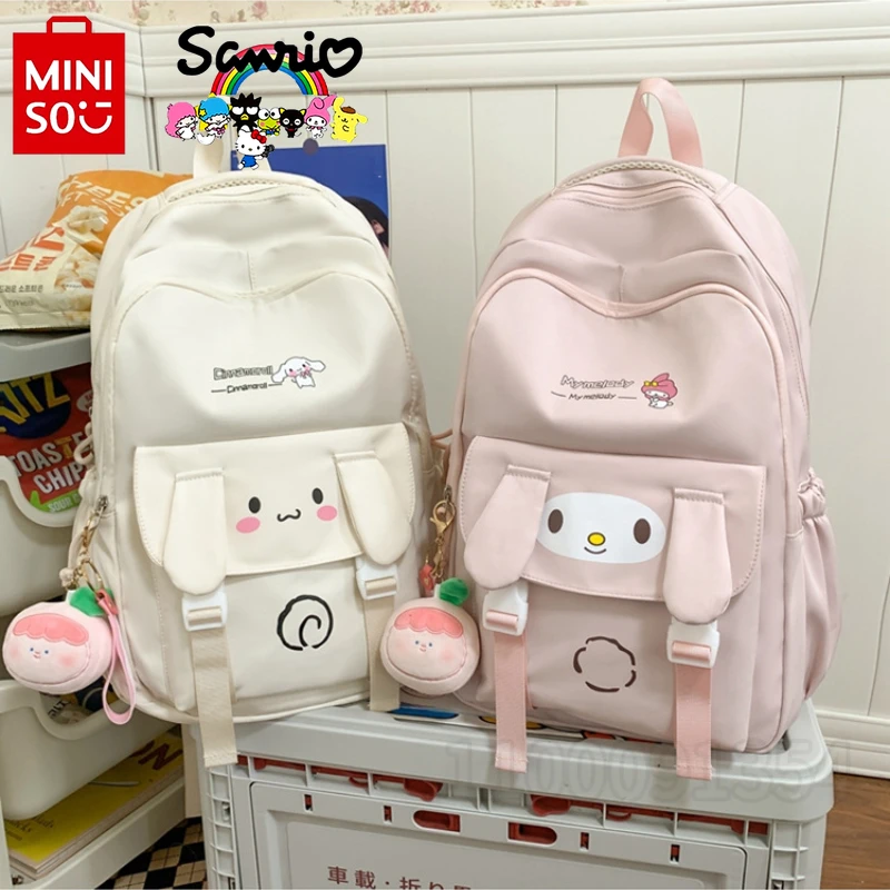 Miniso Sanrio New Girl Backpack Cartoon Fashion Girl School Bag Large Capacity Casual Girl Backpack Large Capacity High Quality