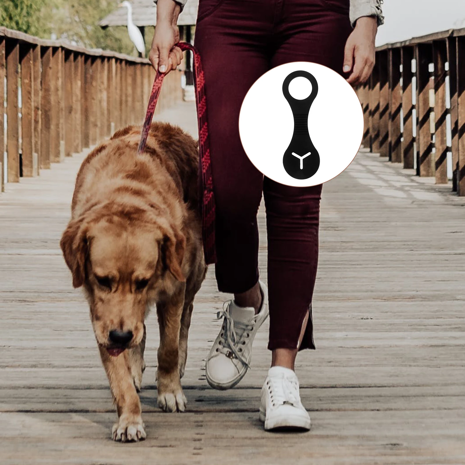 

2pcs Poop Bag Fixing Rings Pet Waste Bag Holder For Dog Outdoor Use Lightweight Durable Retaining Ring Black Color