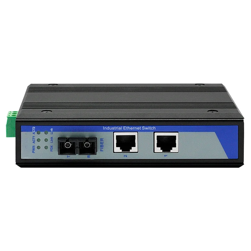 100Mbps 1 Optical 2 Electrical Single-mode Fiber Optic Transceiver 2-port Ethernet Switch Optoelectronic Converter Module