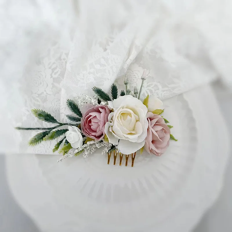 White Blush Pink Brial Hair Comb Wedding Bridesmaids hairPieces Hair accessories