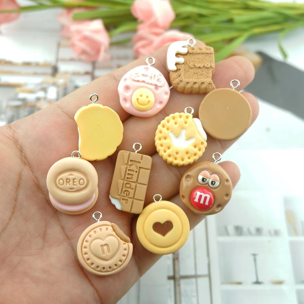 Cute Biscuit Dounts Charms for Jewelry Making Diy Earring Bracelet Pendant Accessories Findings Wholesale Bulk