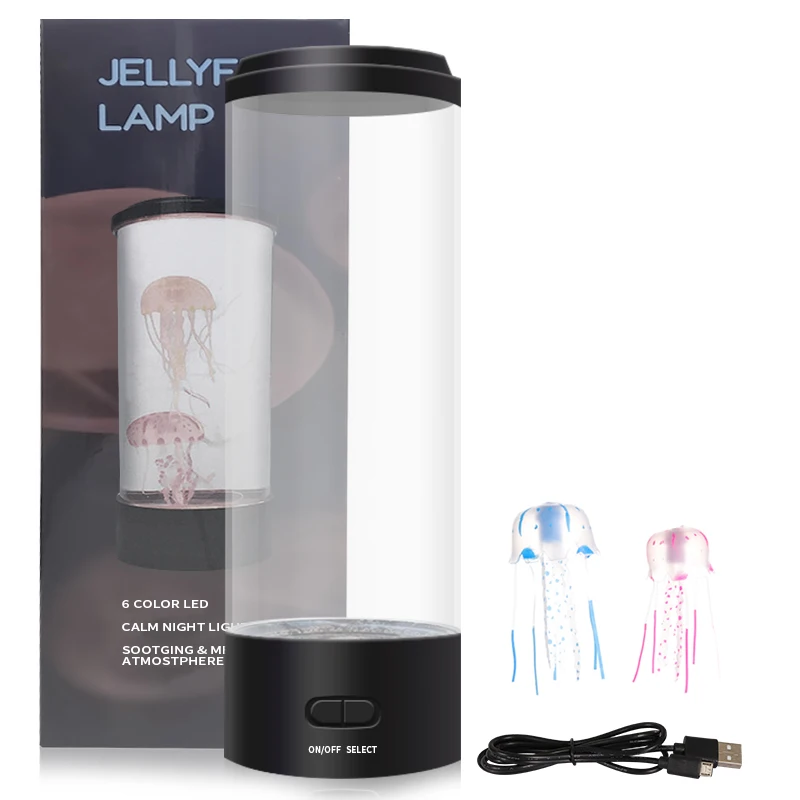 F2 LED Fantasy Jellyfish Lava Lamp USB Battery Powered Color Changing Jellyfish Tank Aquarium Lamp Relaxing Mood Table Light