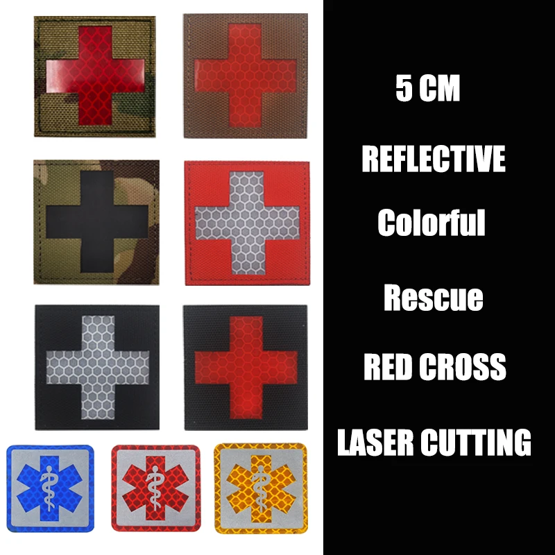 Multiple Type Rescue MEDIC First Aid Combat Rubber Cross Military EMT Reflective IR Paramidic Patch For Bag Cloth Doctor