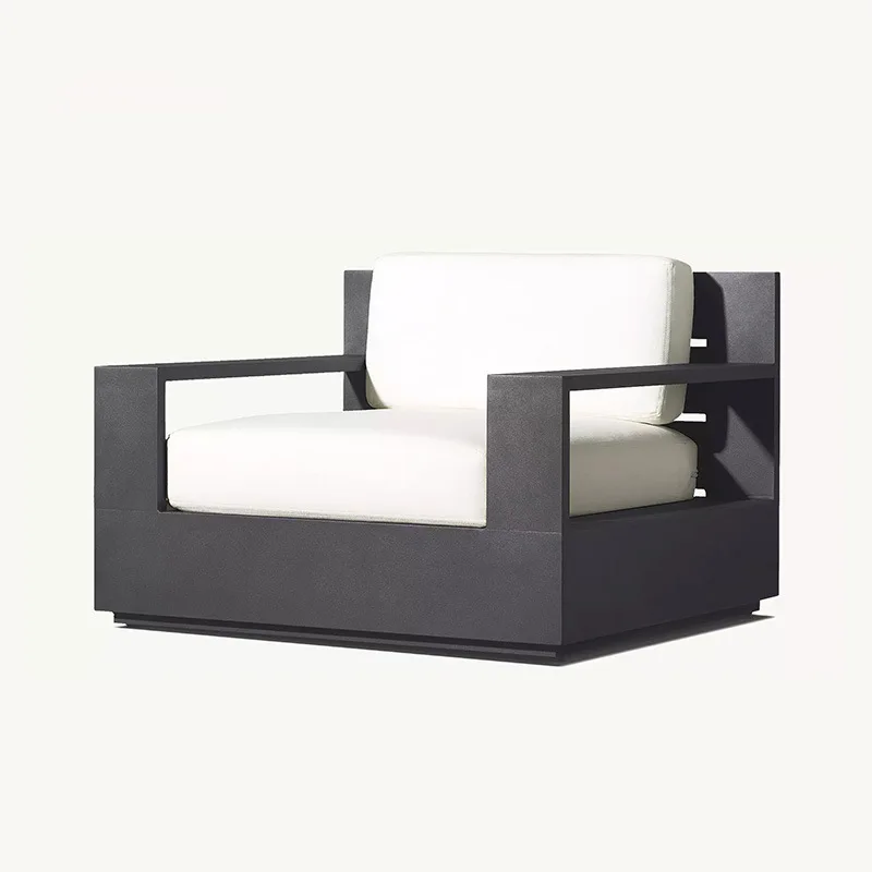 Outdoor simple sofa, hotel homestay leisure area metal sofa, villa leisure aluminum alloy waterproof garden sofa