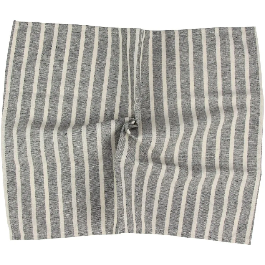 طقم مناديل قماش عشاء مخططة واسعة من القطن مقاس 12 40 × 30 سم للمناسبات والاستخدام المنزلي (أسود)