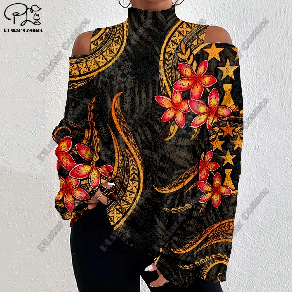 3D Printing Retro Aboriginal Series Tribal Turtle Art Pattern Women's Lantern Sleeve Off Shoulder Textured Casual Long Sleeve F1