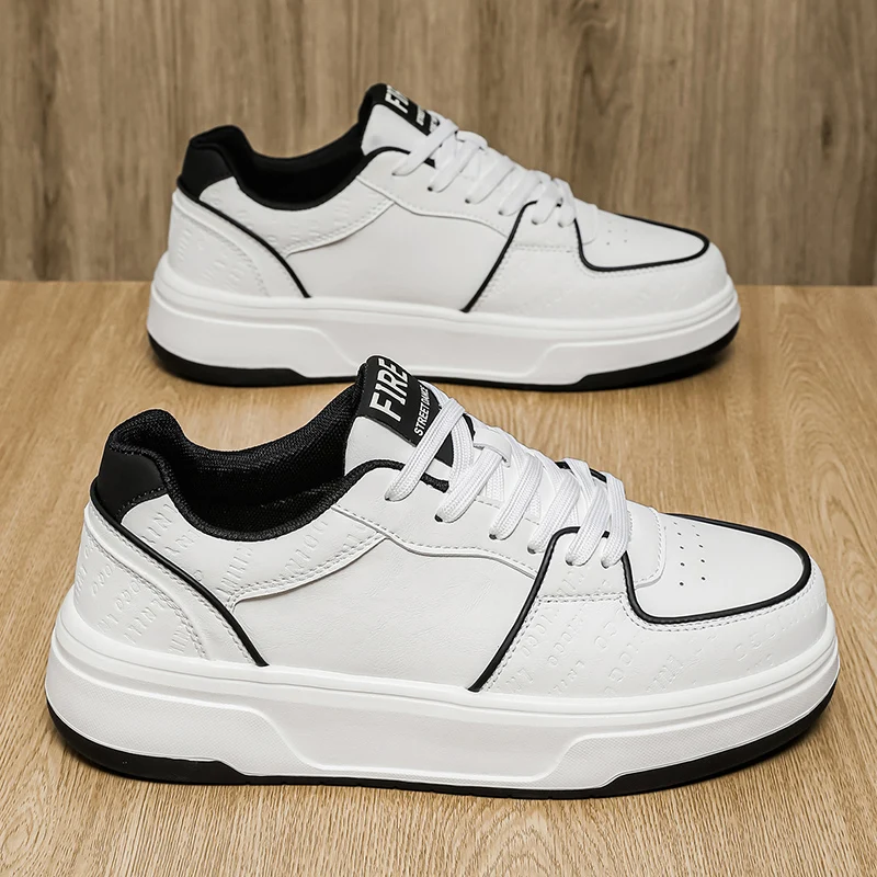 

Men's Large-sized Vulcanized Shoes Flat Low-top Shallow-mouthed Lace-up Round-toe Color-blocked All-season Style Sneakers