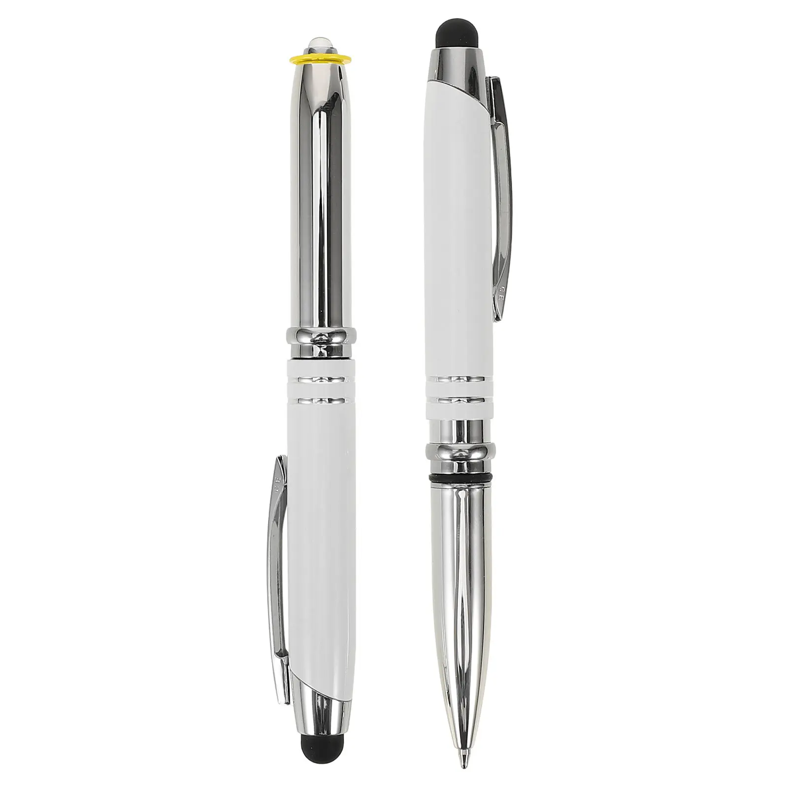 2Pcs Capacitive Stylus Pen Metal 3 in 1 Multifunctional Pen for Mobile Phones Tablets LED Ballpoint Smooth Writing