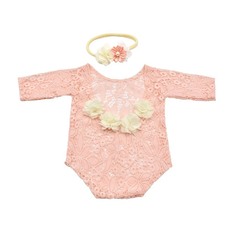 Baby Girl Photography Props Newborn Girl Photography Outfits with Flower Headband for Infants