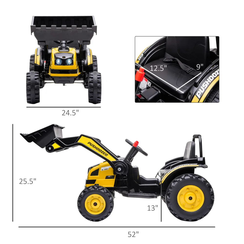 6-V-Kinderfahrtbagger, Bulldozer, elektrisches Baufahrzeug, wiederaufladbarer batteriebetriebener LKW mit verstellbarem Schaufel