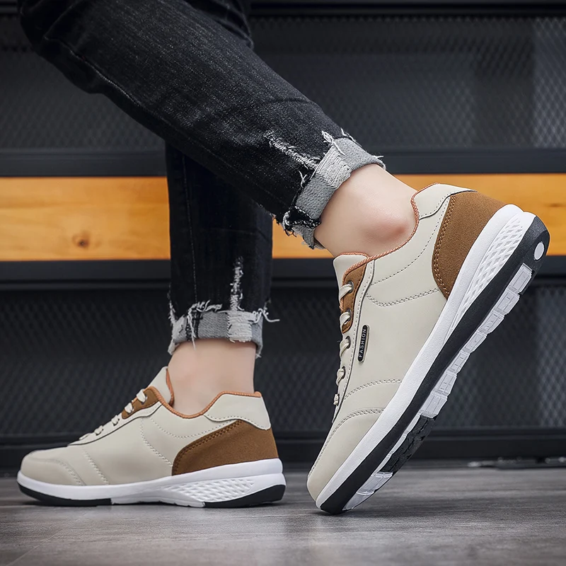 2026 New Walking Sports Shoes Leather Waterproof Casual Sports Shoes Non-slip Shock Absorption Running Shoes Men's Tennis Shoes image 5
