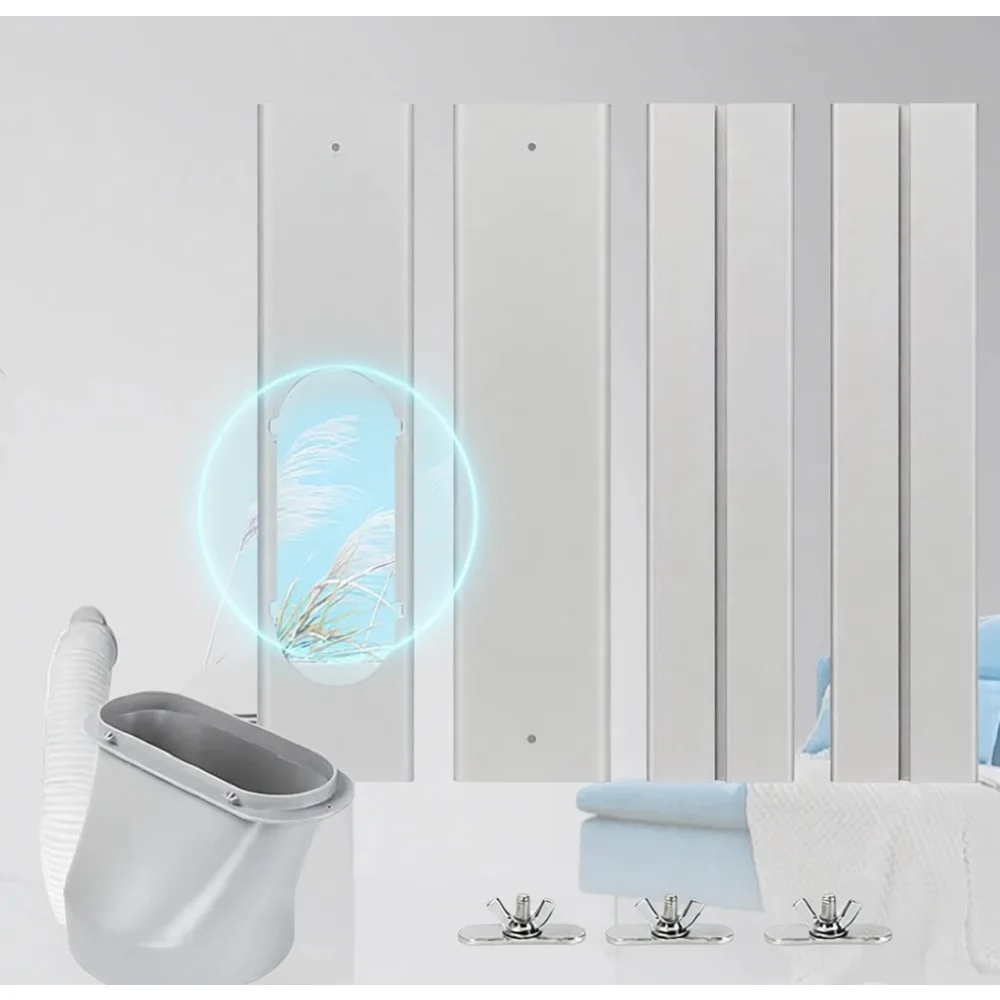 Adjustable Sliding Window Plate for Portable AC Vent Seal Fits 5.9 Inch Exhaust Hose