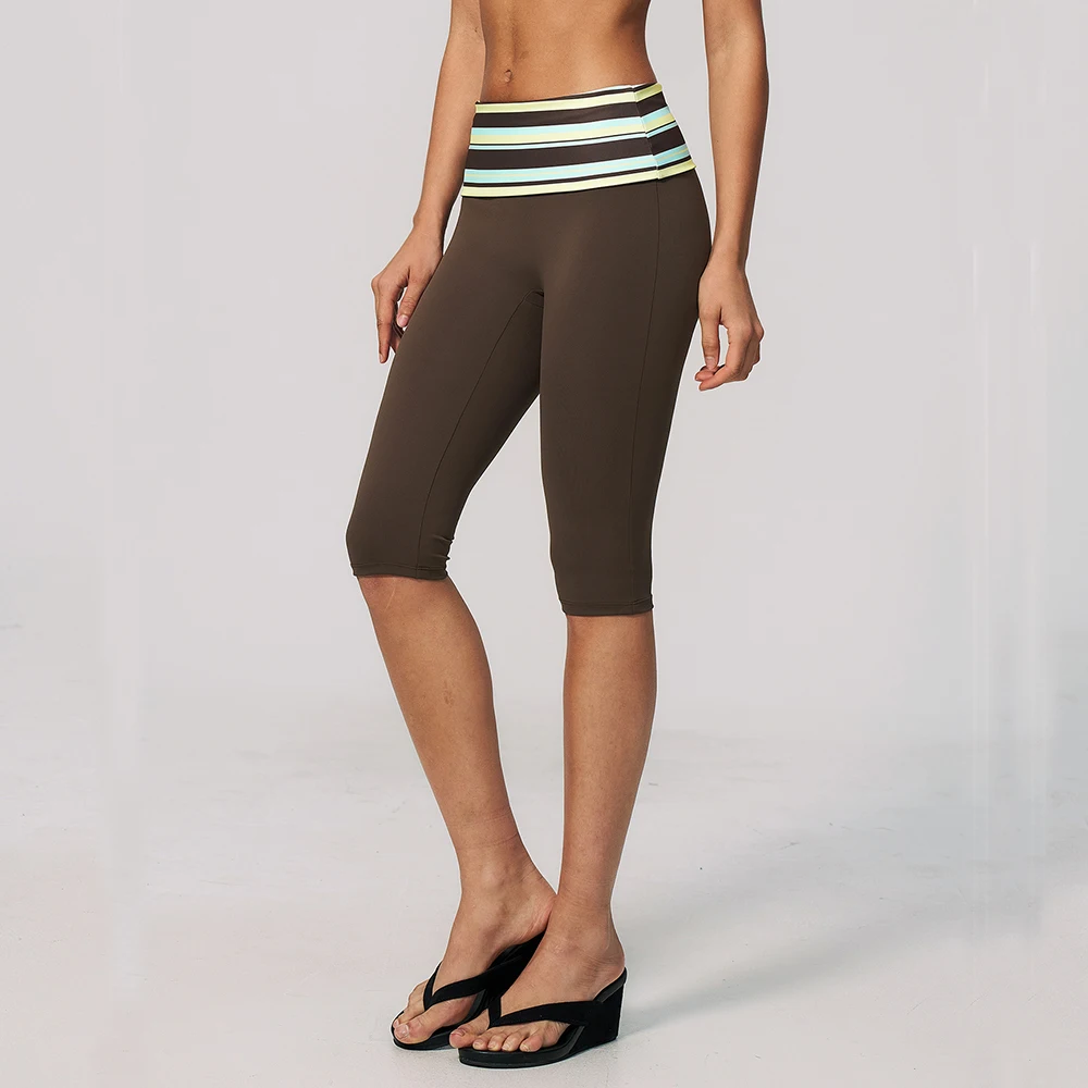 Fold Over Waist Yoga Capri Pants Women Fitness Leggings Running Cycling Pants Breathable Sports Leggings Workout Gym Clothing