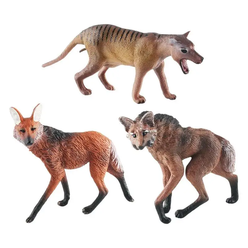 Simulation Wolf Action Figurines Wild Animals Figure Toys For Kids Gifts Realistic Thylacine Maned Wolf Models Collection Toy