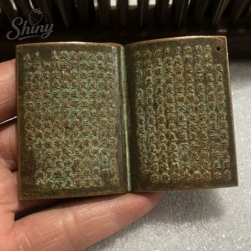 

Bronze Heart Sutra Book Old Antique Copperware Paramita Heart Sutra Antique Small Book