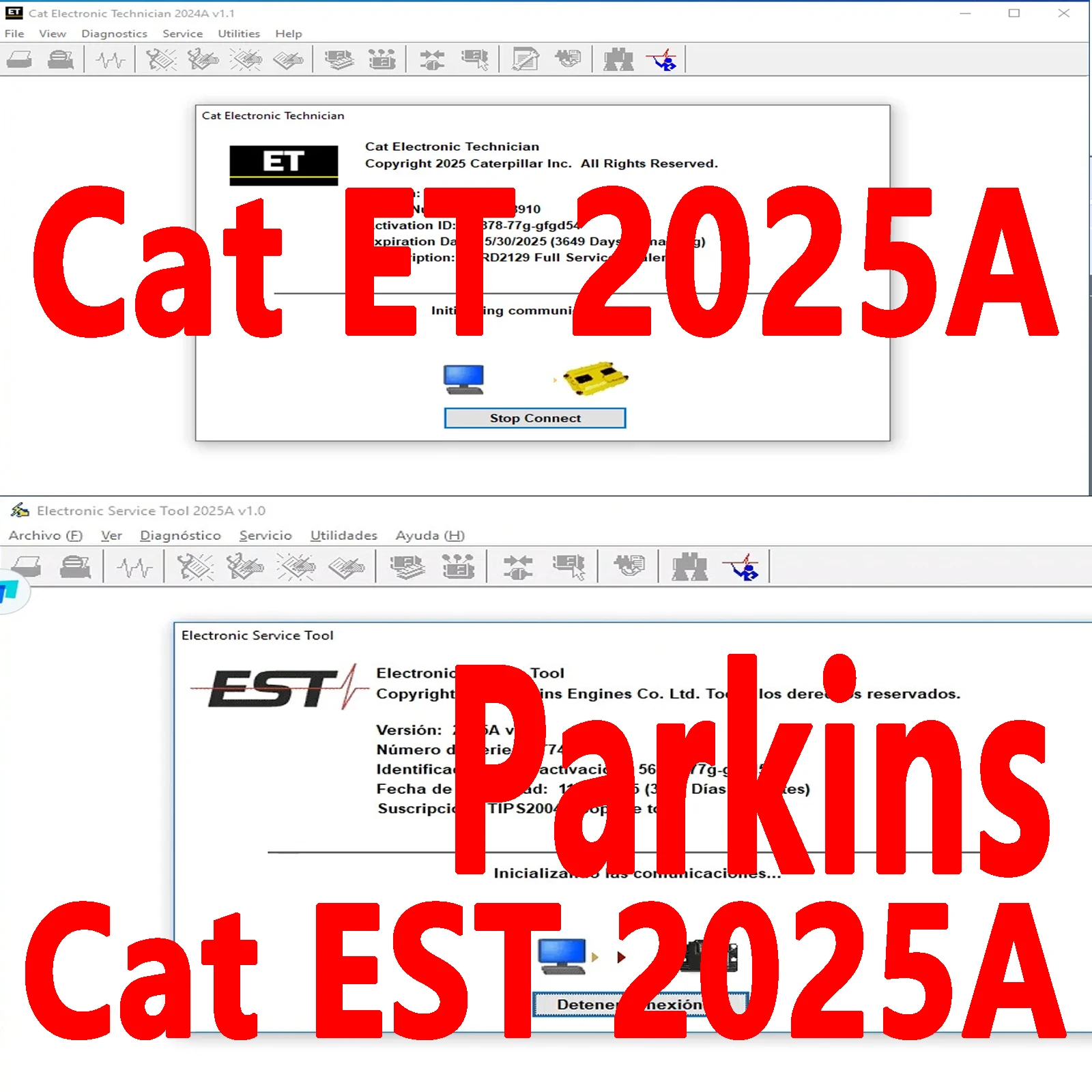 Perkins EST 2025A V1.0 لـ Cat NEW ET 2025A برنامج تشخيصي مع مولد كلمة مرور المصنع (10 أرقام) HGWU 1 قطعة غير مقفلة