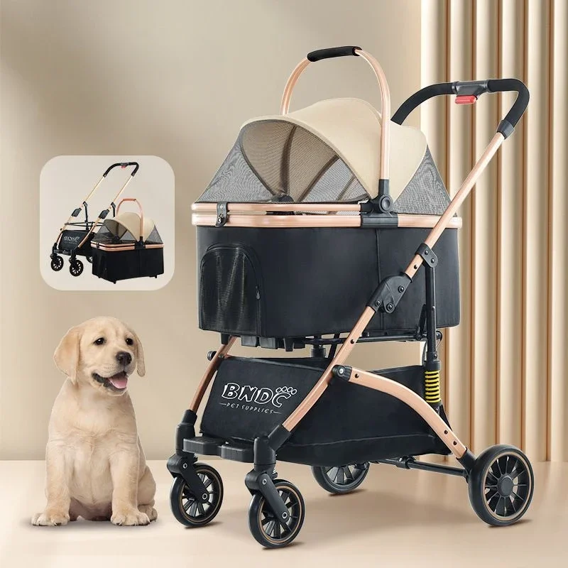 Detachable Basket Pet Stroller Large Space and Comfortable Dog Stroller Easy Folding Pet Stroller Portable Pet Handbag