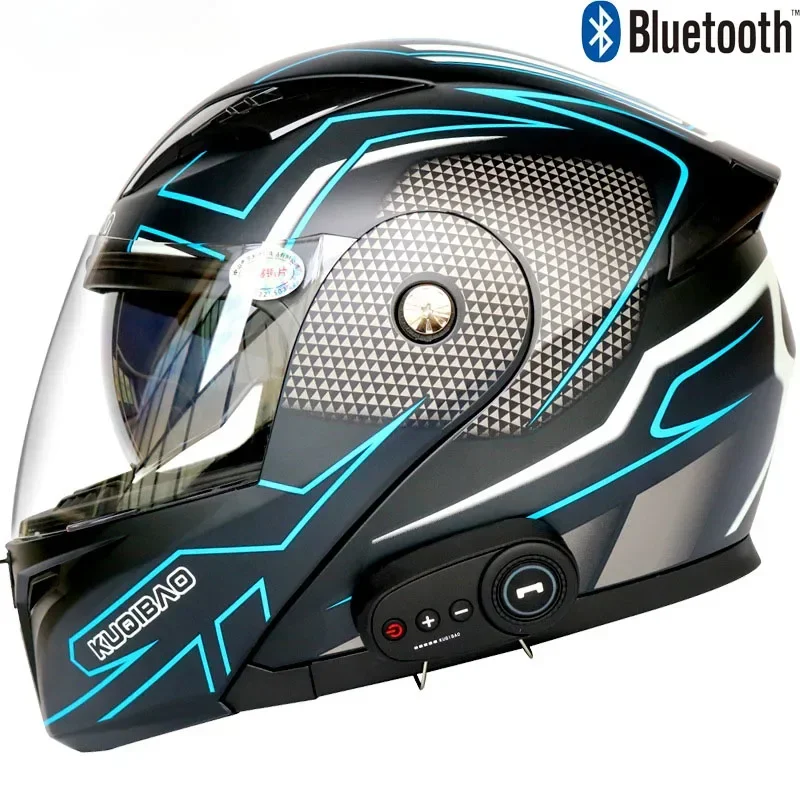 Bluetooth Flip Up Motorcycle Helmet Double lens off-road helmet Racing Cascos para moto DOT Approved Capacete casco moto