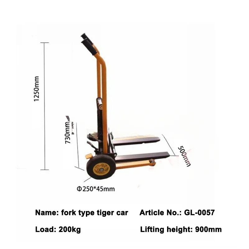 Manual lift forklift, folding handle, universal wheel, small handling, portable, truck, hand cranked stacker, 57, 58, 69