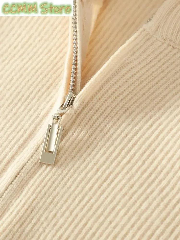 Men's Zipper Cashmere Cardigan Autumn Winter Thick Long Sleeve Sweater Merino Wool Knitwear Smart Casual Clothing Tops