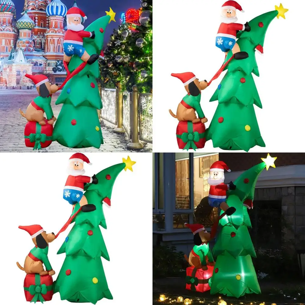 

Рождественский надувной набор высотой 7 футов: Санта, елка и собака — идеально подходит для праздничного двора и декора вечеринки