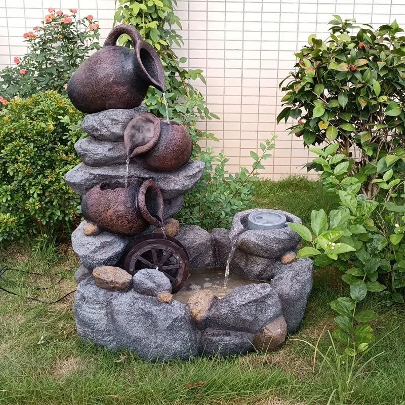 HYS balcony landscape outdoor garden fountain decoration floor courtyard large rockery flowing water outdoor feng shui wheel