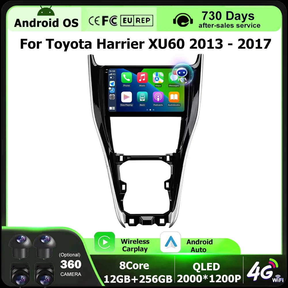 

10'' Android 16 Auto For Toyota Harrier XU60 2013 - 2017 Car Radio Multimedia Video Player GPS Navigation Carplay Bluetooth DSP